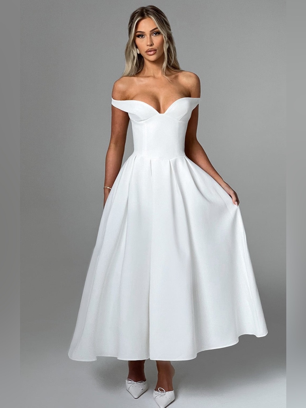 Babyboo Lanette Midi Dress in Ivory NWT